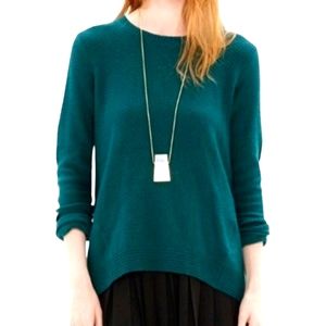Madewell emerald green zip back crewneck sweater